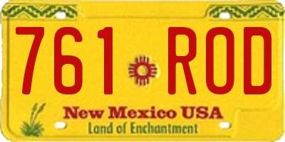 NM license plate 761ROD