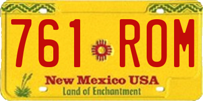 NM license plate 761ROM