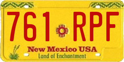 NM license plate 761RPF