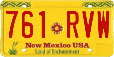 NM license plate 761RVW