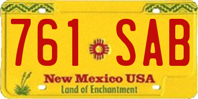 NM license plate 761SAB