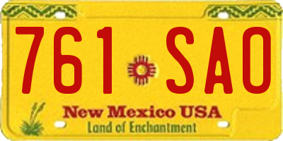 NM license plate 761SAO