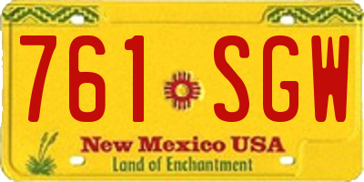 NM license plate 761SGW