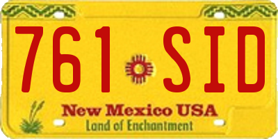 NM license plate 761SID