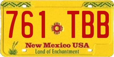 NM license plate 761TBB
