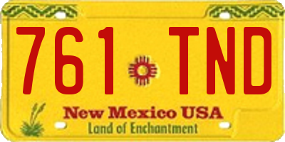 NM license plate 761TND