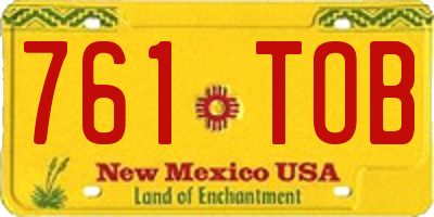 NM license plate 761TOB