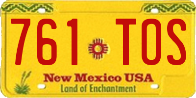 NM license plate 761TOS