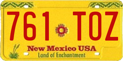 NM license plate 761TOZ