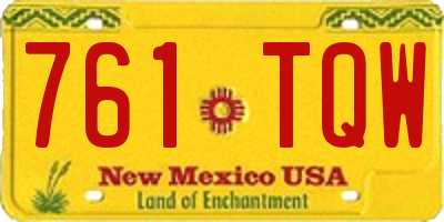 NM license plate 761TQW
