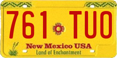 NM license plate 761TUO