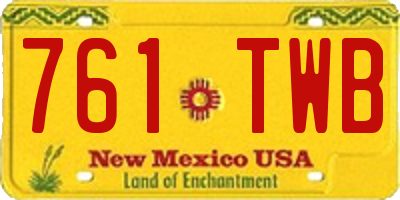 NM license plate 761TWB