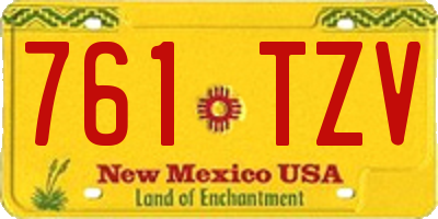 NM license plate 761TZV