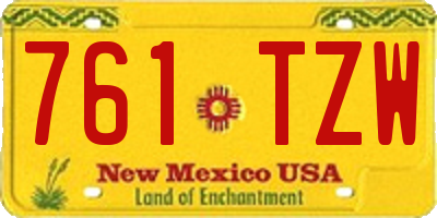 NM license plate 761TZW