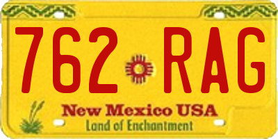 NM license plate 762RAG