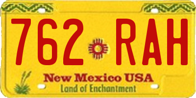 NM license plate 762RAH
