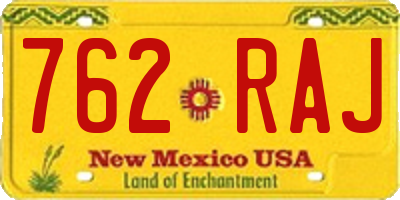 NM license plate 762RAJ