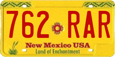NM license plate 762RAR
