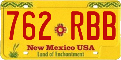 NM license plate 762RBB