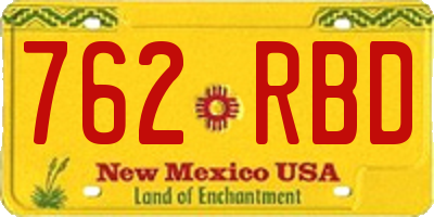 NM license plate 762RBD