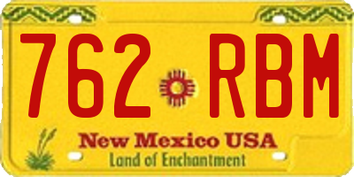 NM license plate 762RBM