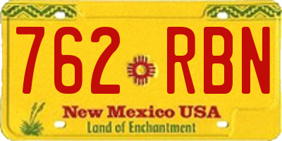 NM license plate 762RBN