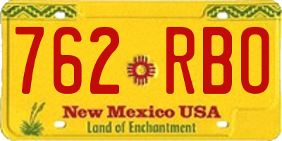 NM license plate 762RBO