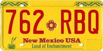 NM license plate 762RBQ