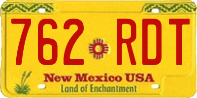 NM license plate 762RDT