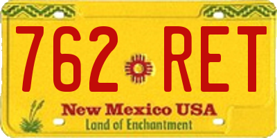 NM license plate 762RET