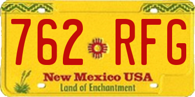 NM license plate 762RFG