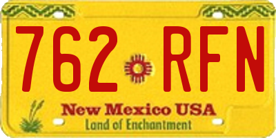 NM license plate 762RFN