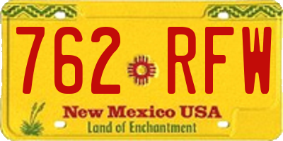 NM license plate 762RFW
