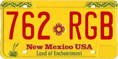 NM license plate 762RGB