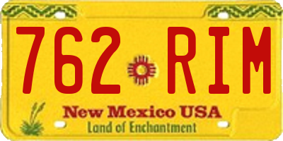 NM license plate 762RIM