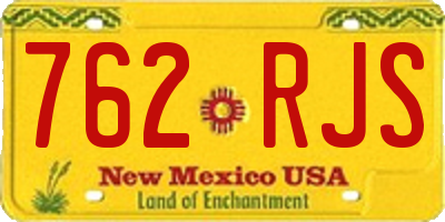 NM license plate 762RJS
