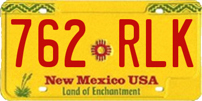 NM license plate 762RLK