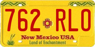 NM license plate 762RLO
