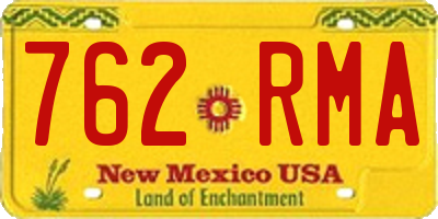 NM license plate 762RMA