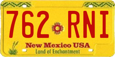 NM license plate 762RNI