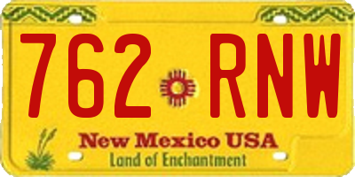 NM license plate 762RNW