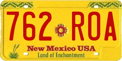 NM license plate 762ROA