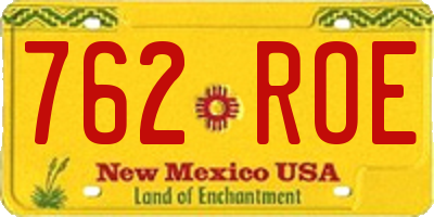 NM license plate 762ROE