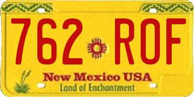 NM license plate 762ROF