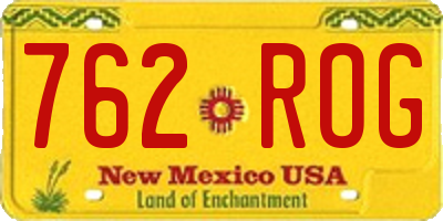 NM license plate 762ROG
