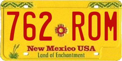NM license plate 762ROM