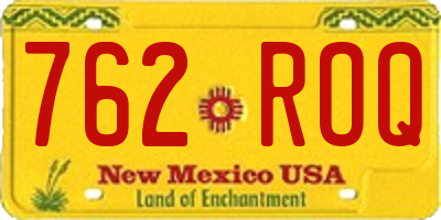 NM license plate 762ROQ