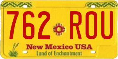 NM license plate 762ROU