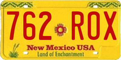 NM license plate 762ROX