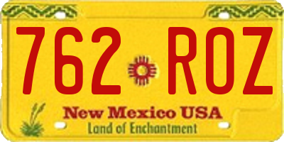 NM license plate 762ROZ